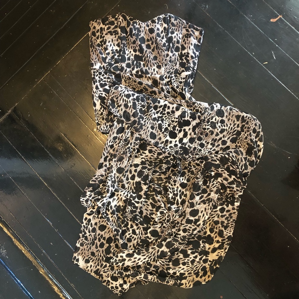 High Low Strapless Animal Print Dress from H&M
